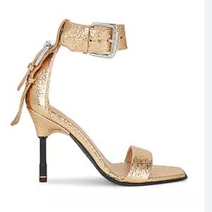 NWOB All Saints Noir Shimmer Sandal in Metallic Gold - Sz US 10/UK 40